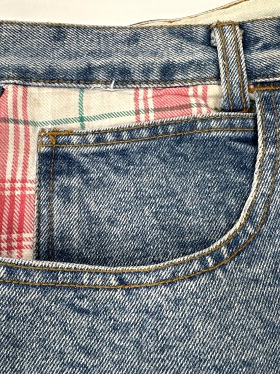 Vintage IOU  Patchwork Jeans Mens 31 Denim Distressed Stone Washed Tapered 31x32 - Picture 10 of 16